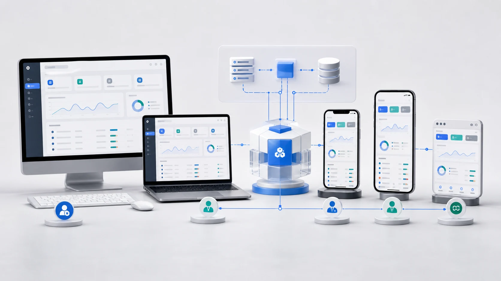 A multi-end delivery environment across web, mobile app, H5, and mini program