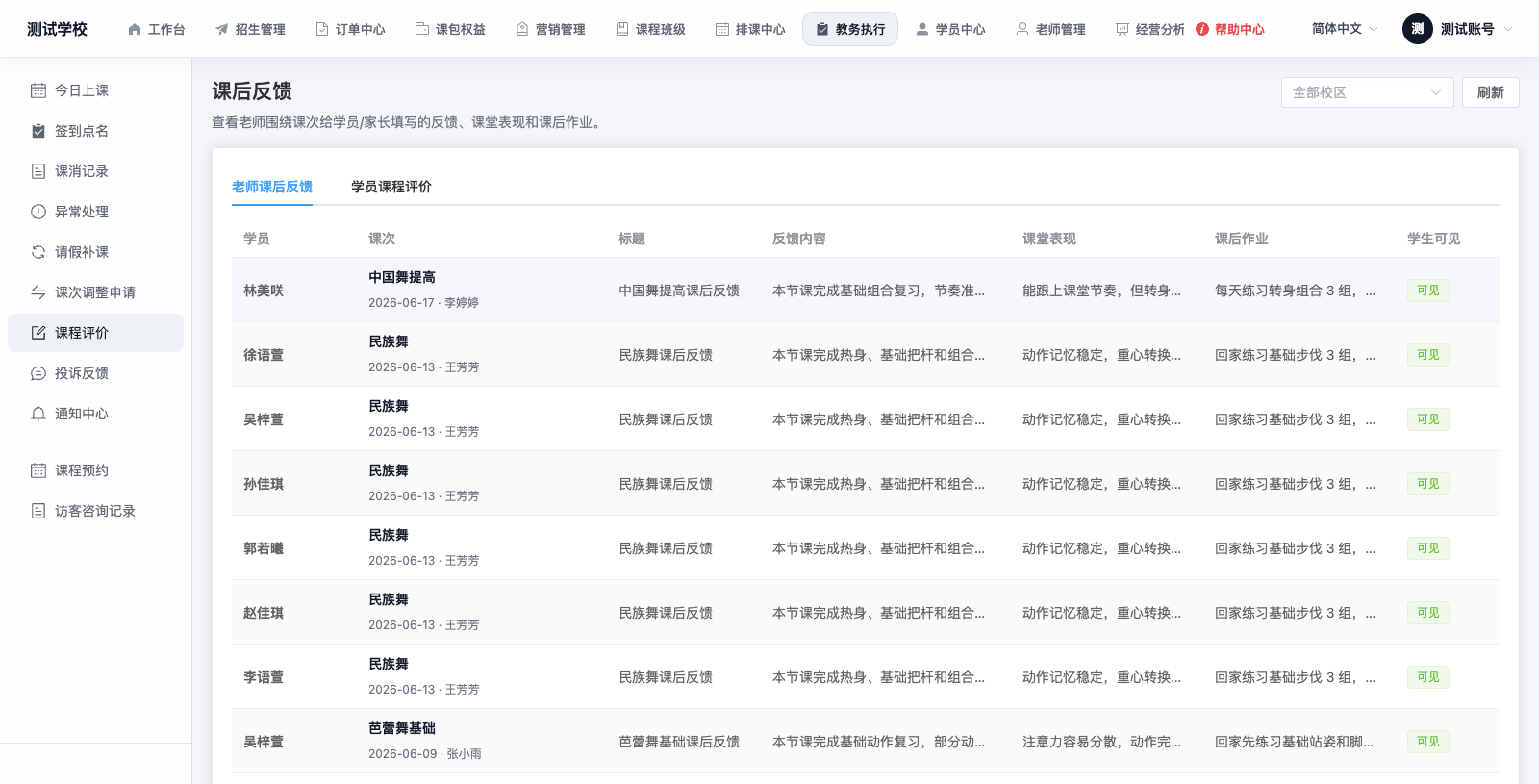 课后反馈